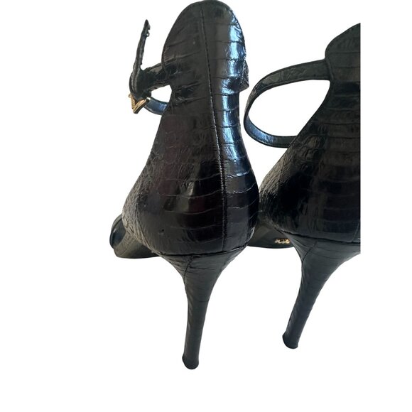 MICHAEL KORS Black Genuine Snakeskin Sandals Heels Size 7.5 - Picture 11 of 12